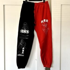 Hypland x InuYasha red split color sweatpants Y2K